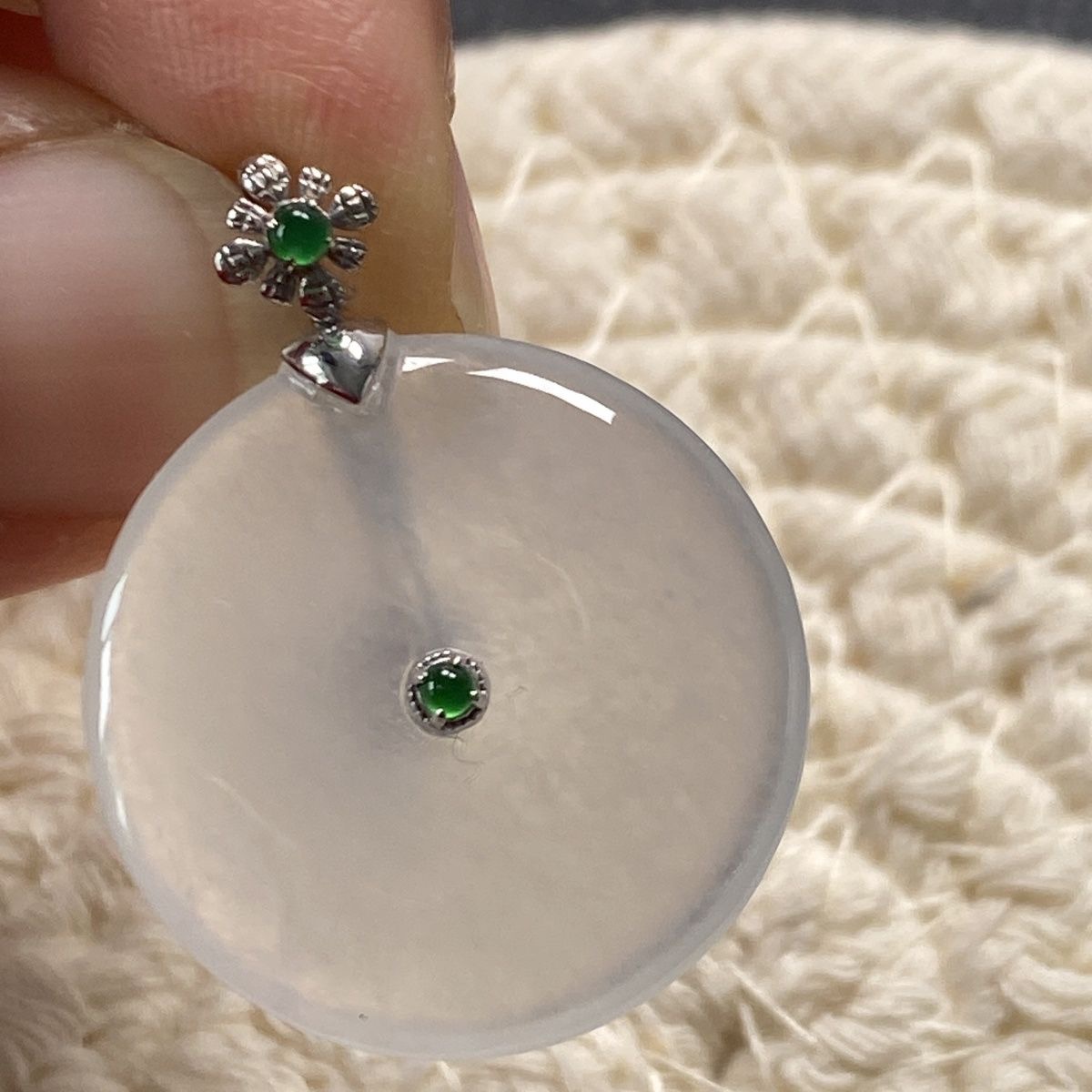 天然冰种翡翠平安扣吊坠时尚精美百搭饰品