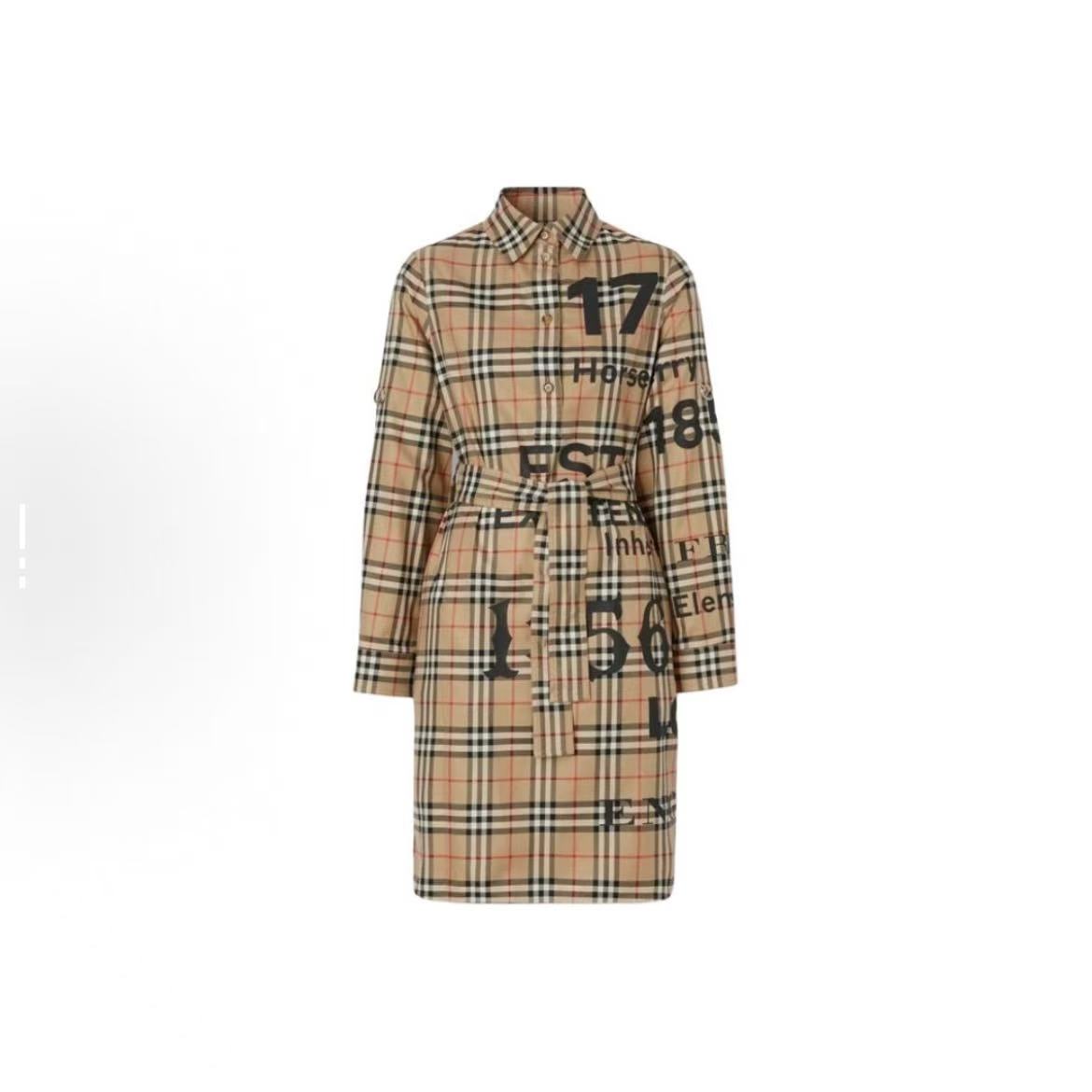 BURBERRY/博柏利（香港发）格纹字母数字印花翻领连衣裙8061283/BCJ