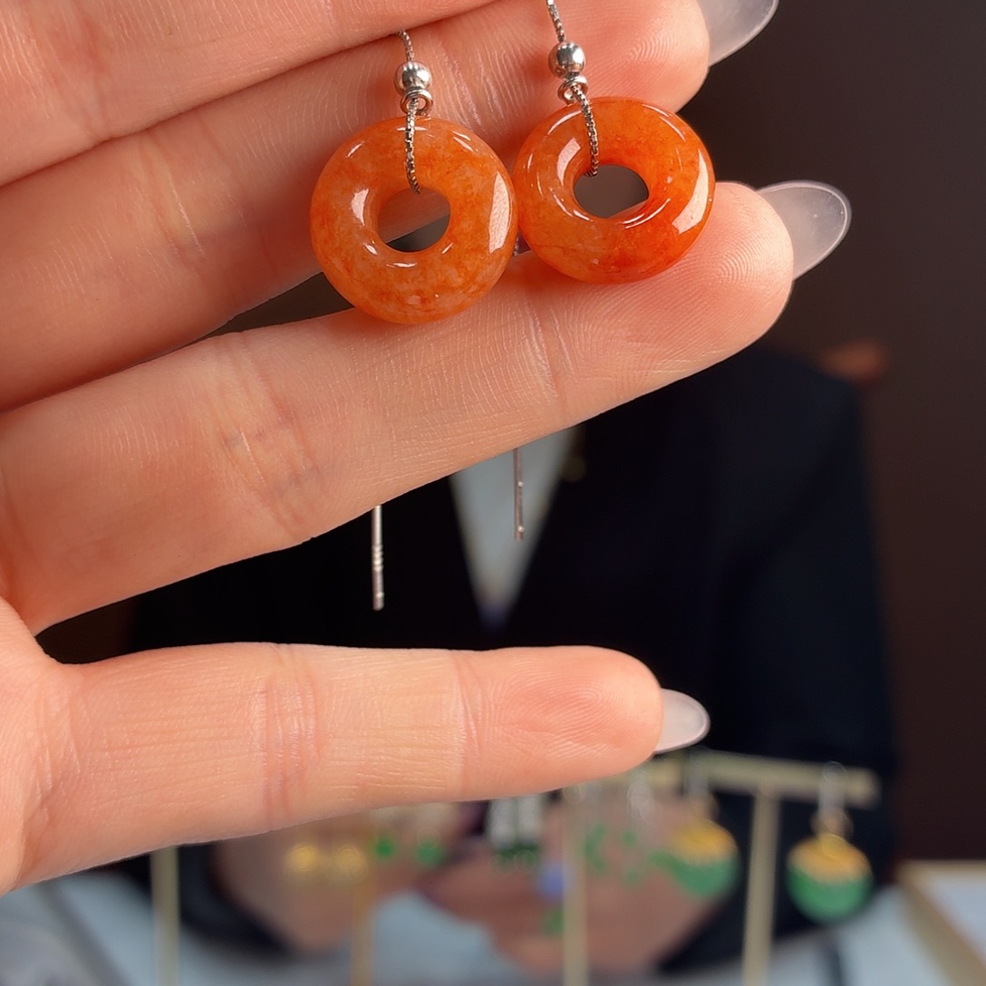 翡翠银S925镶嵌耳饰