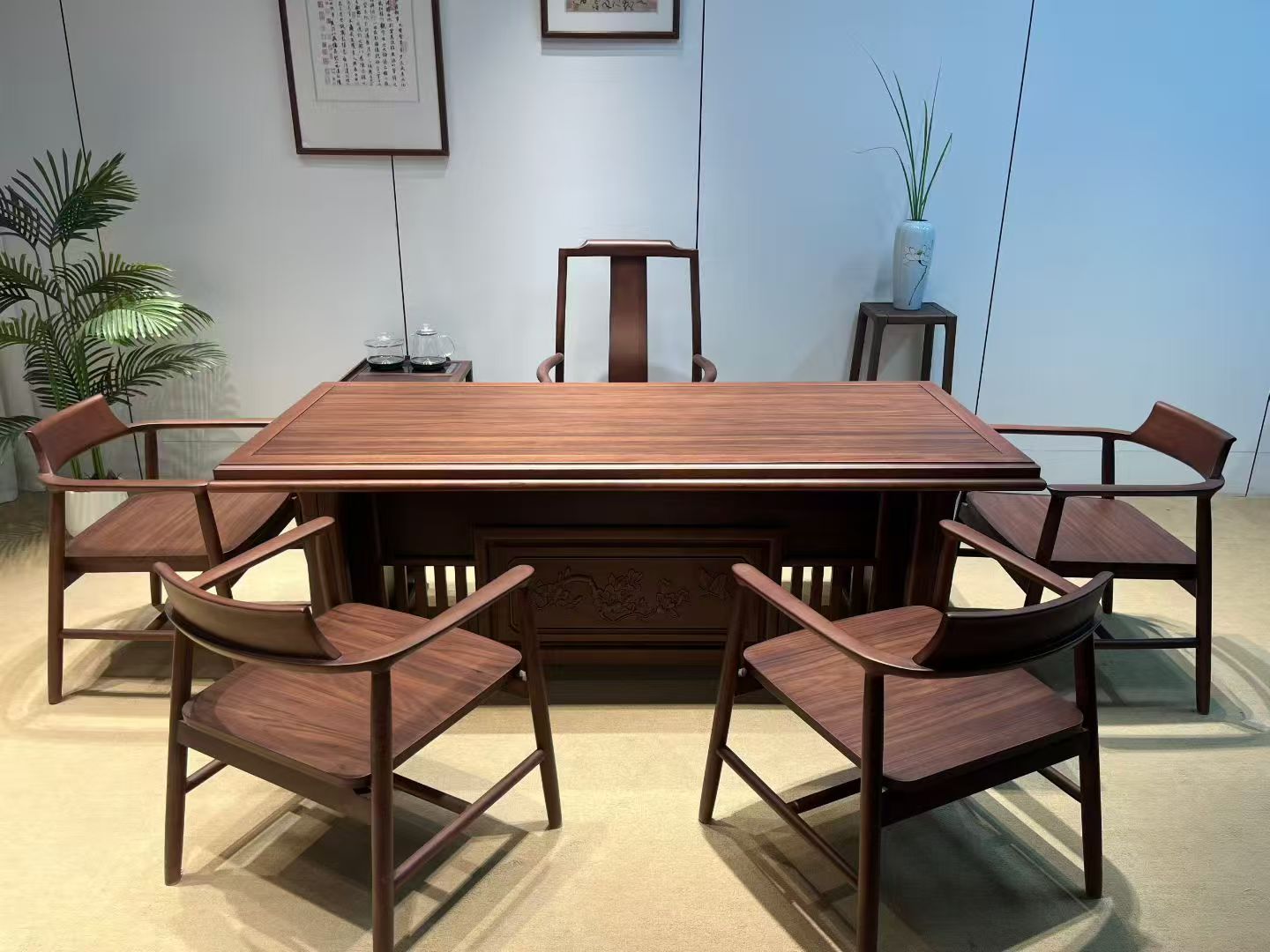 【湿泡嵌入式一体桌面】新中式实木茶桌茶台2025新款高端烧水壶一体