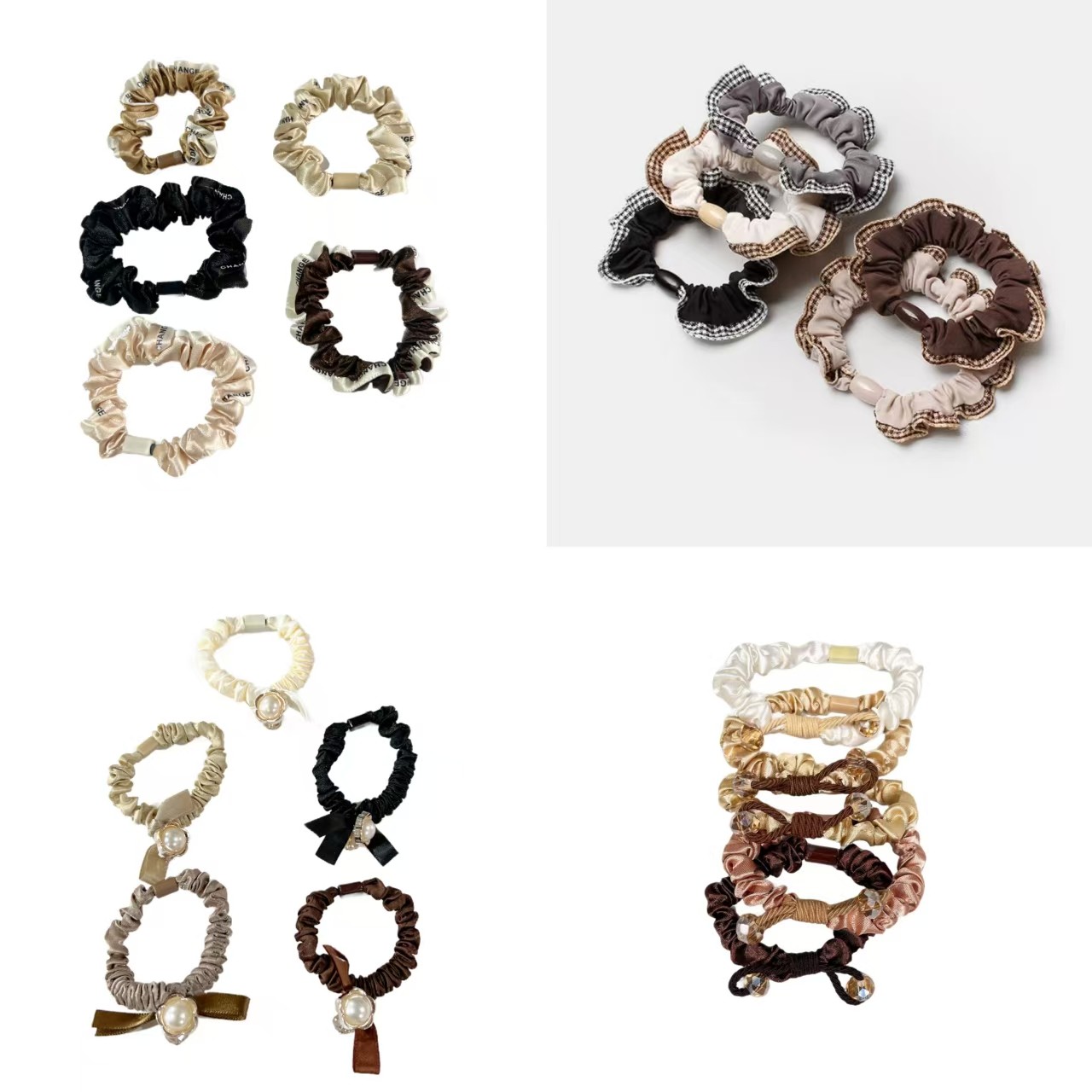 20条装花边缎面大肠圈高级感头绳高弹力头饰3753+2502+2559+1187