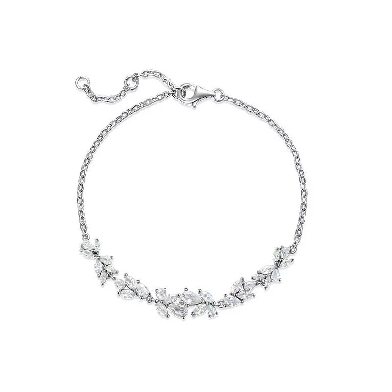 链子925银合成锆石 紫藤花镶嵌手链项链组合0205