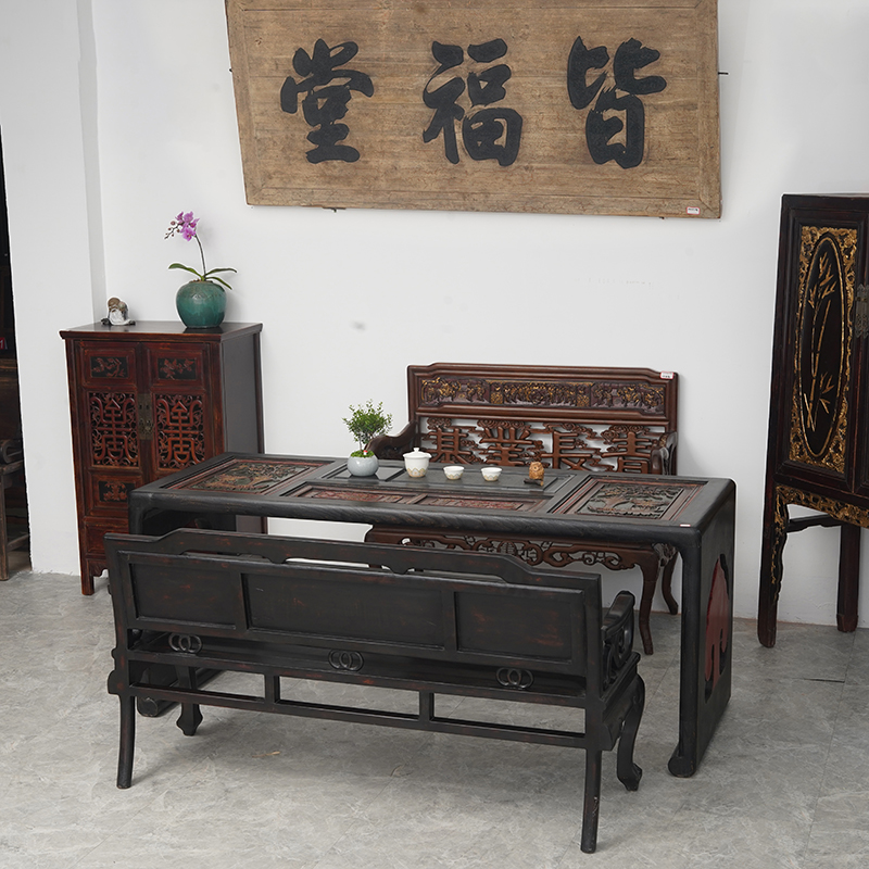 清代复古风老茶桌民国时期茶台榆木泡茶几诧寂风民宿老家具老物件