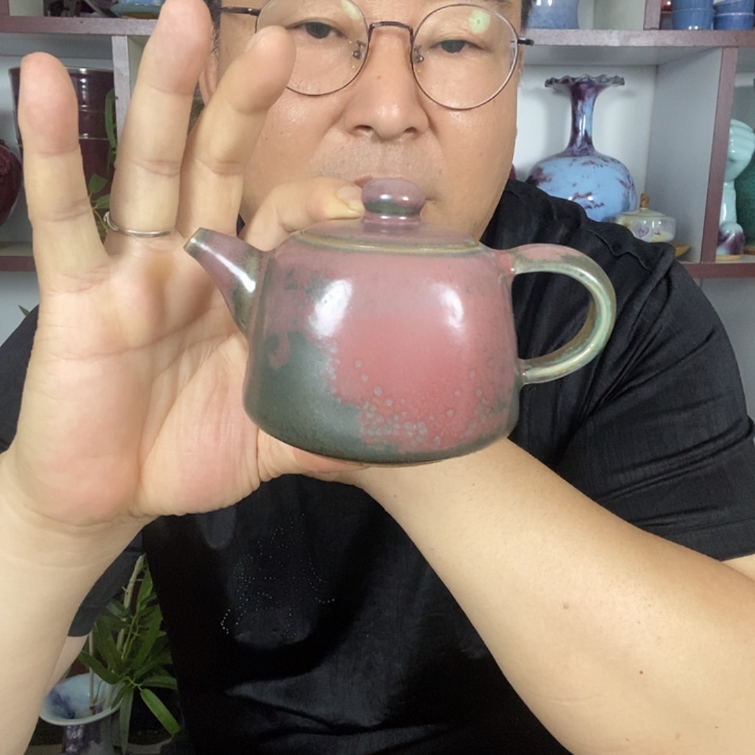 壶钧瓷茶壶省工碳化炉钧手拉胚