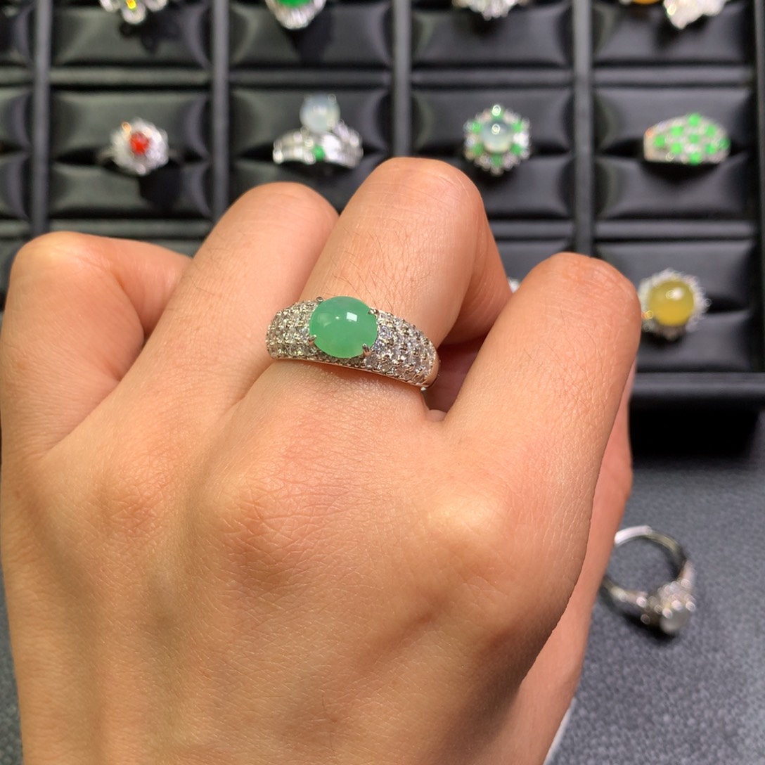 翡翠银S925镶嵌戒指