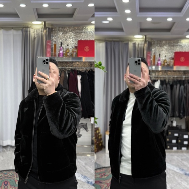 SH轻奢时尚高定男士雅痞水晶绒拼皮休闲夹克外套 113 5876-1