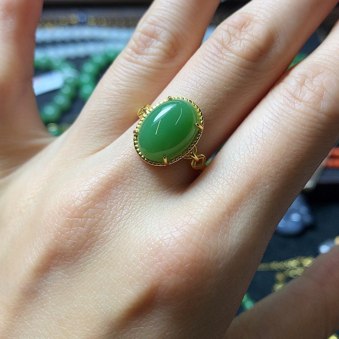 和田玉戒指银S925镶嵌