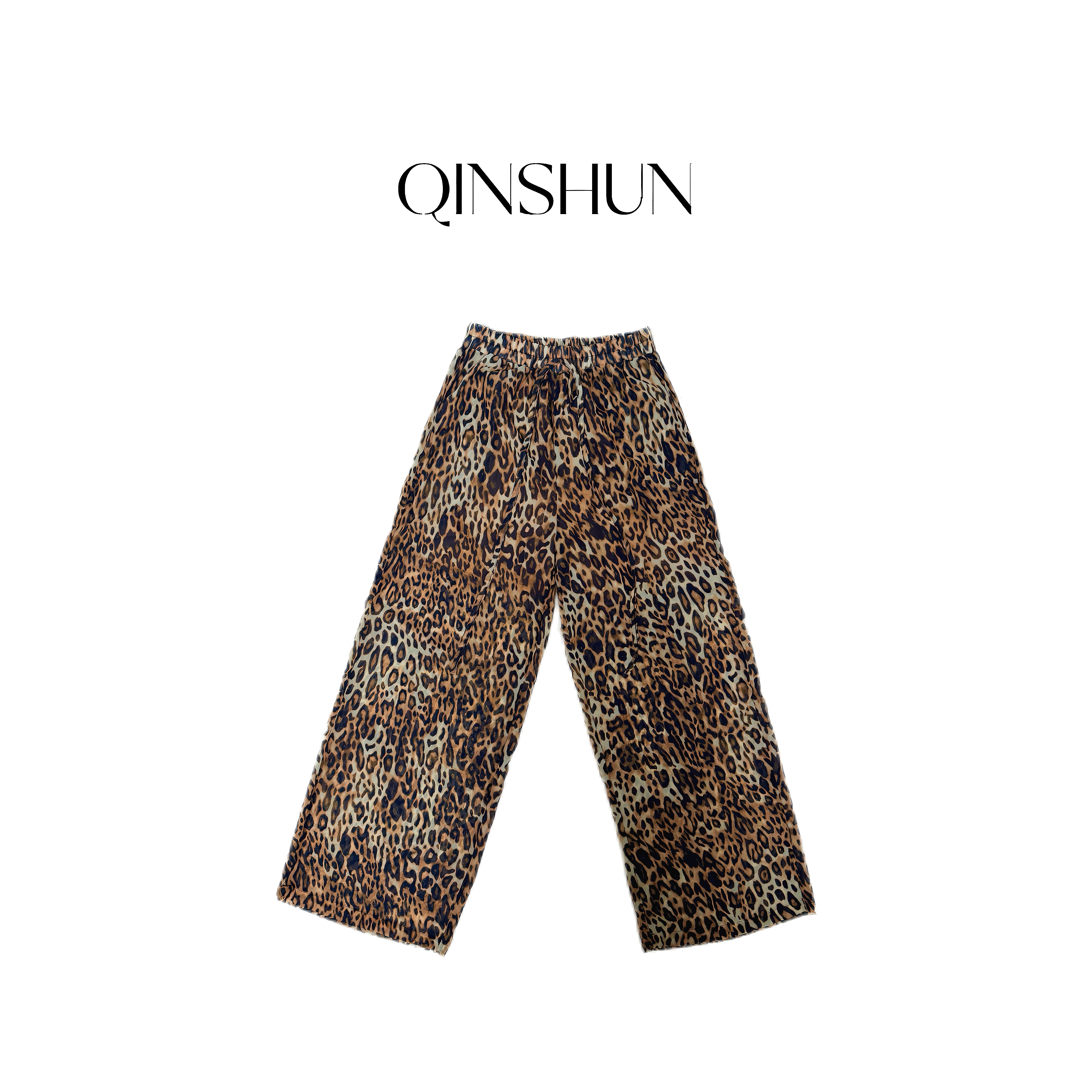 【芊姐 QINSHUN】豹纹阔腿裤松紧腰休闲裤