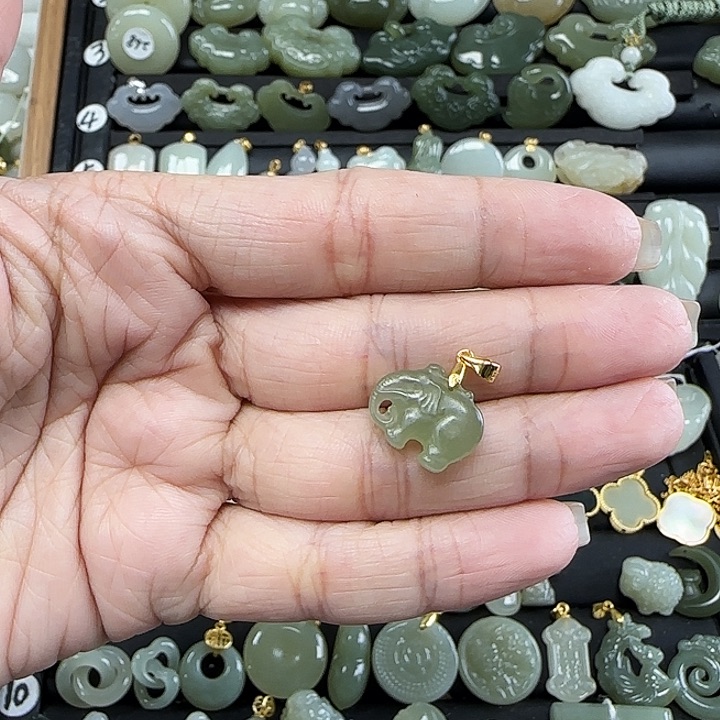 和田玉银S925镶嵌吊坠(不含链)