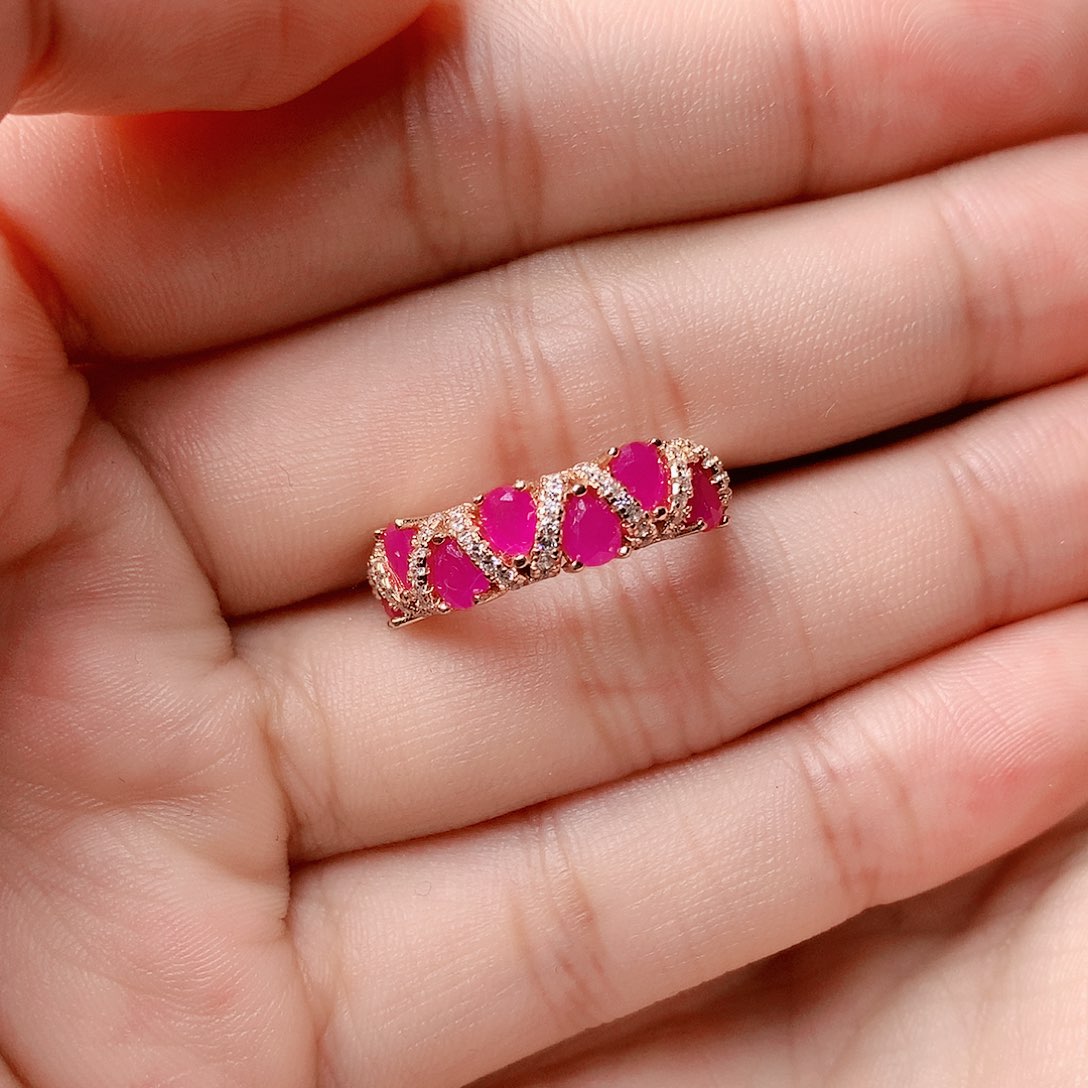 红宝石戒指银S925镶嵌