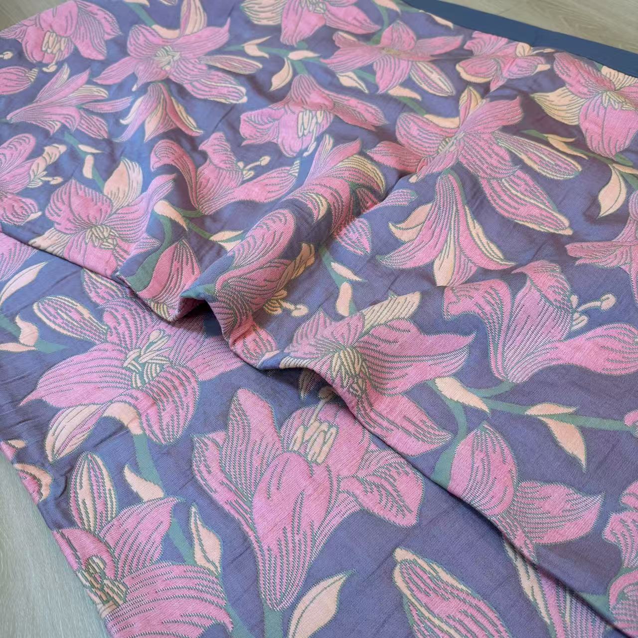 【R床盖-粉百合】200*230cm多层纱布精梳细纱通用双面包边床盖柔软