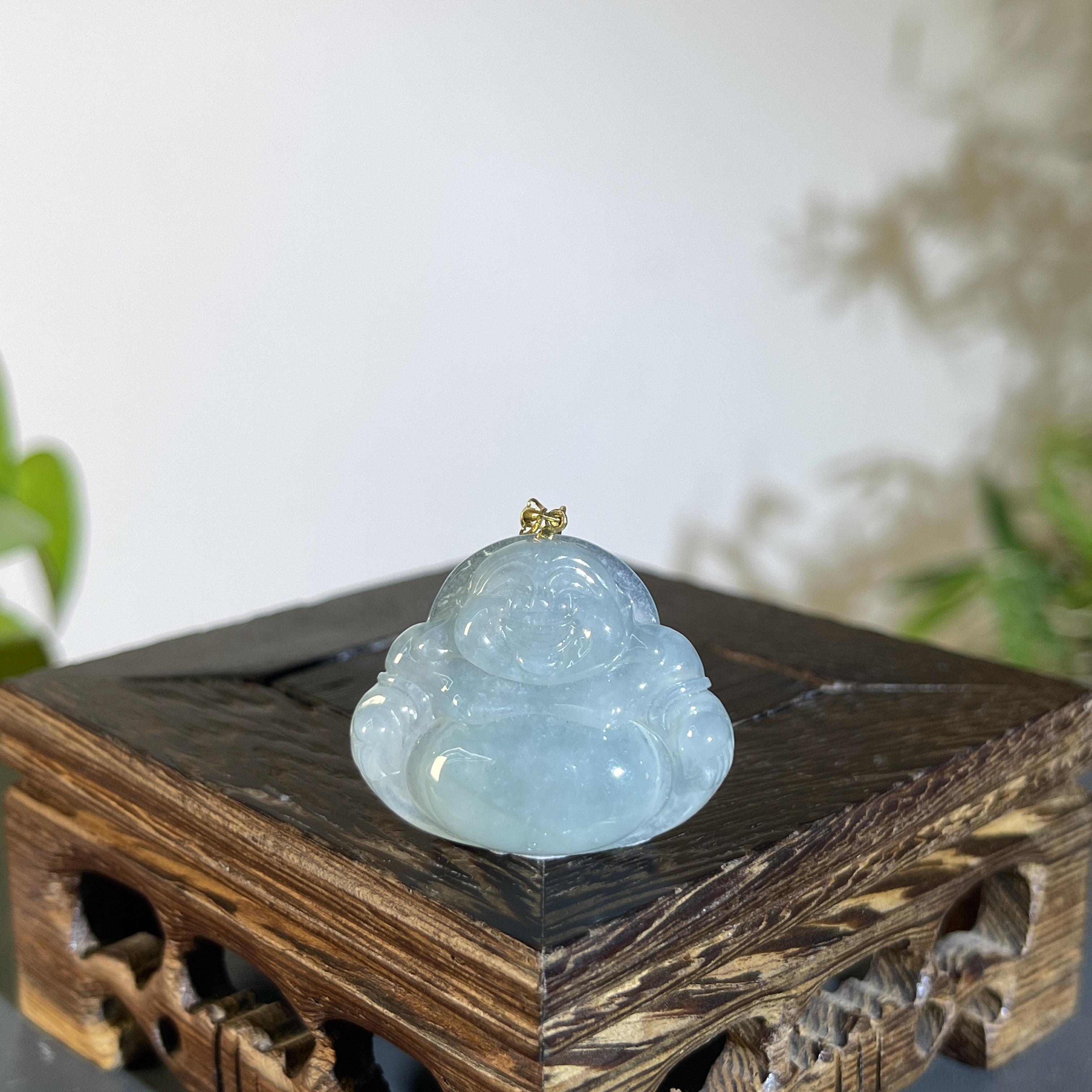 JCA14-93 天然缅甸翡翠A货 18K扣佛公