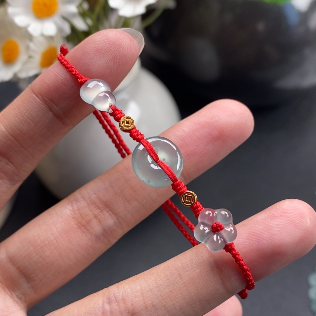 翡翠裸石平安扣葫芦小花