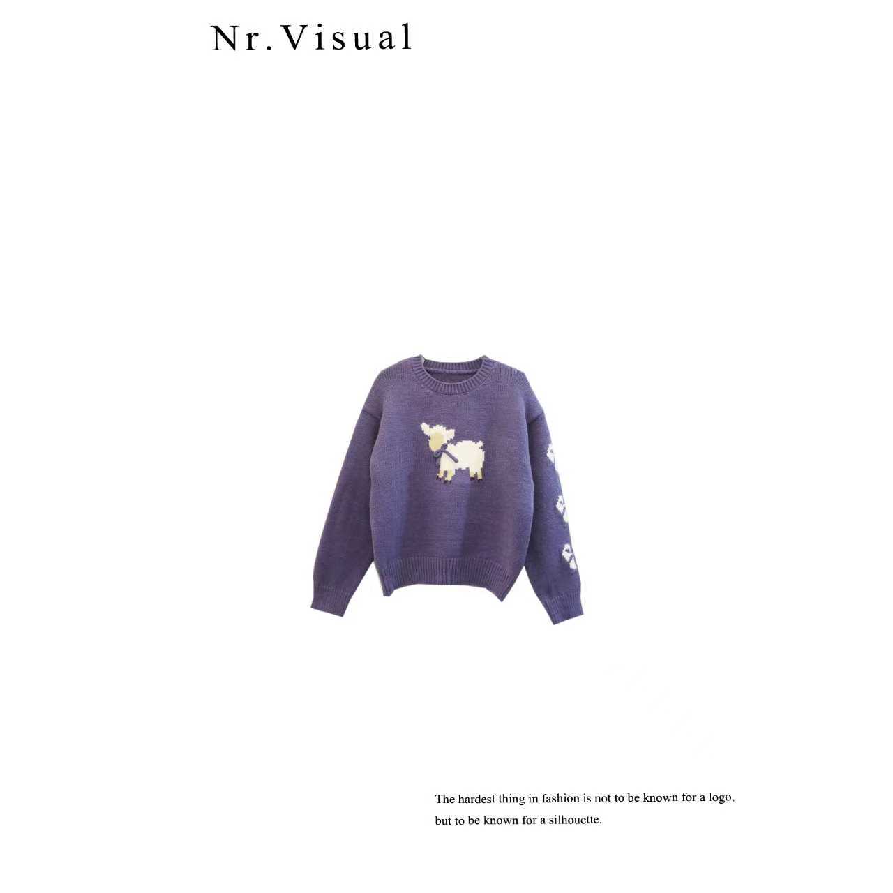 「小九NR」2025秋冬慵懒风卡通小羊提花套头毛衣