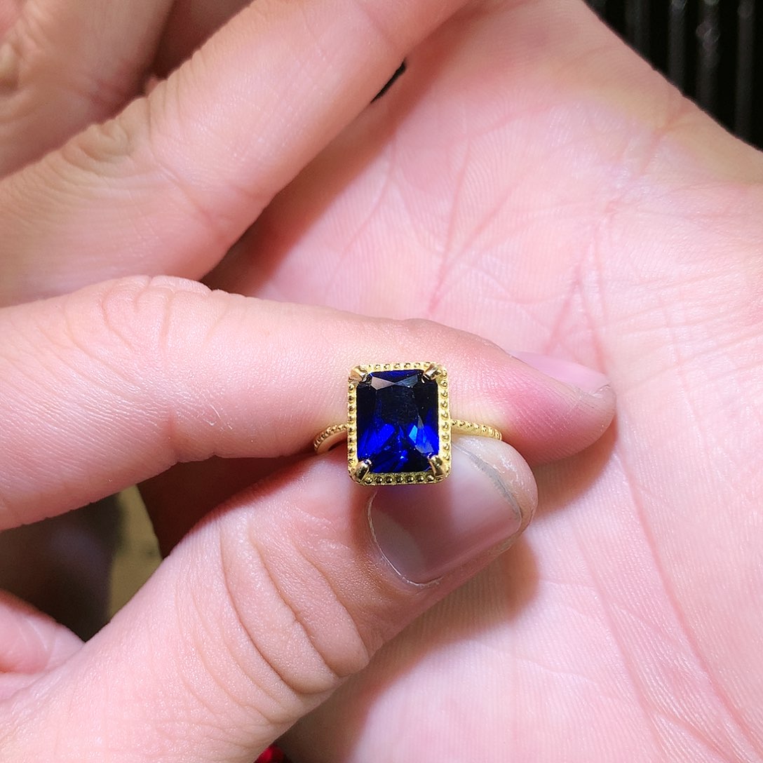 蓝宝石戒指银S925镶嵌