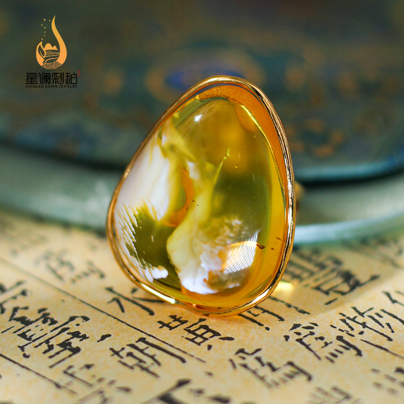 【孤品】S925银镶嵌天然蜜蜡戒指（天然产品微瑕完美主义请绕道）