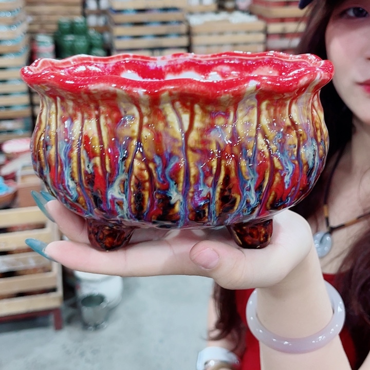 有孔，凑10元包邮陶瓷花盆发货！