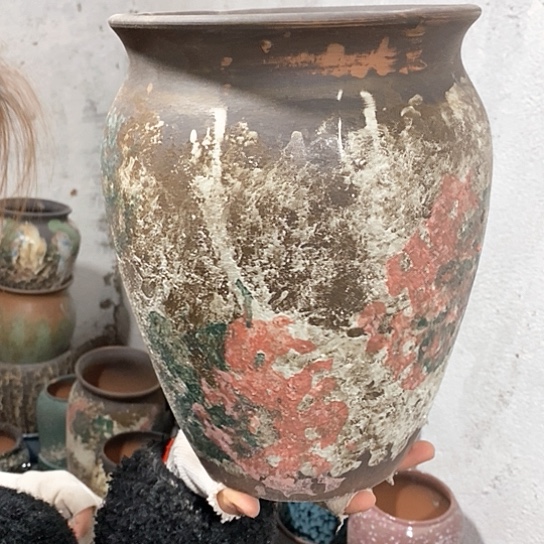 紫砂花盆口20高28，油画