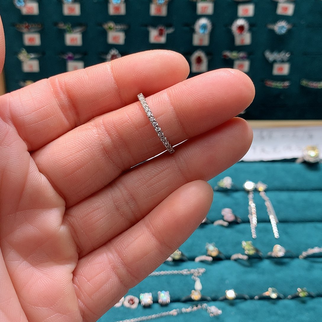 合成碳硅石戒指/指环铂Pt850镶嵌