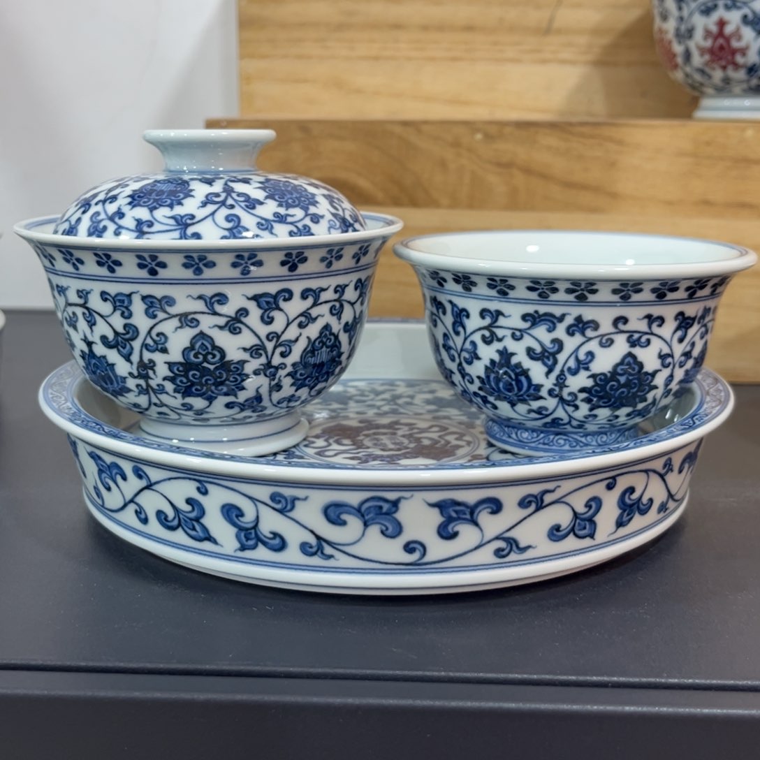 永乐经典青花缠枝莲三件套