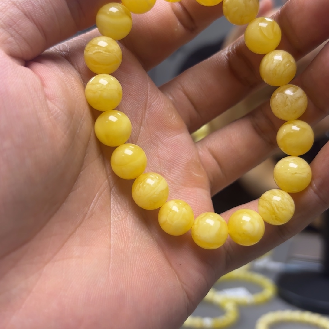 琥珀未镶嵌手链卡 10➕圆珠