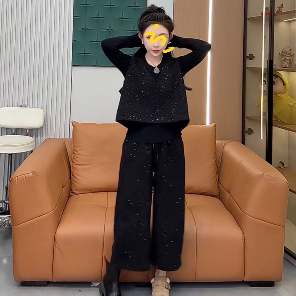 高级感休闲马甲上衣+九分阔腿裤两件套女