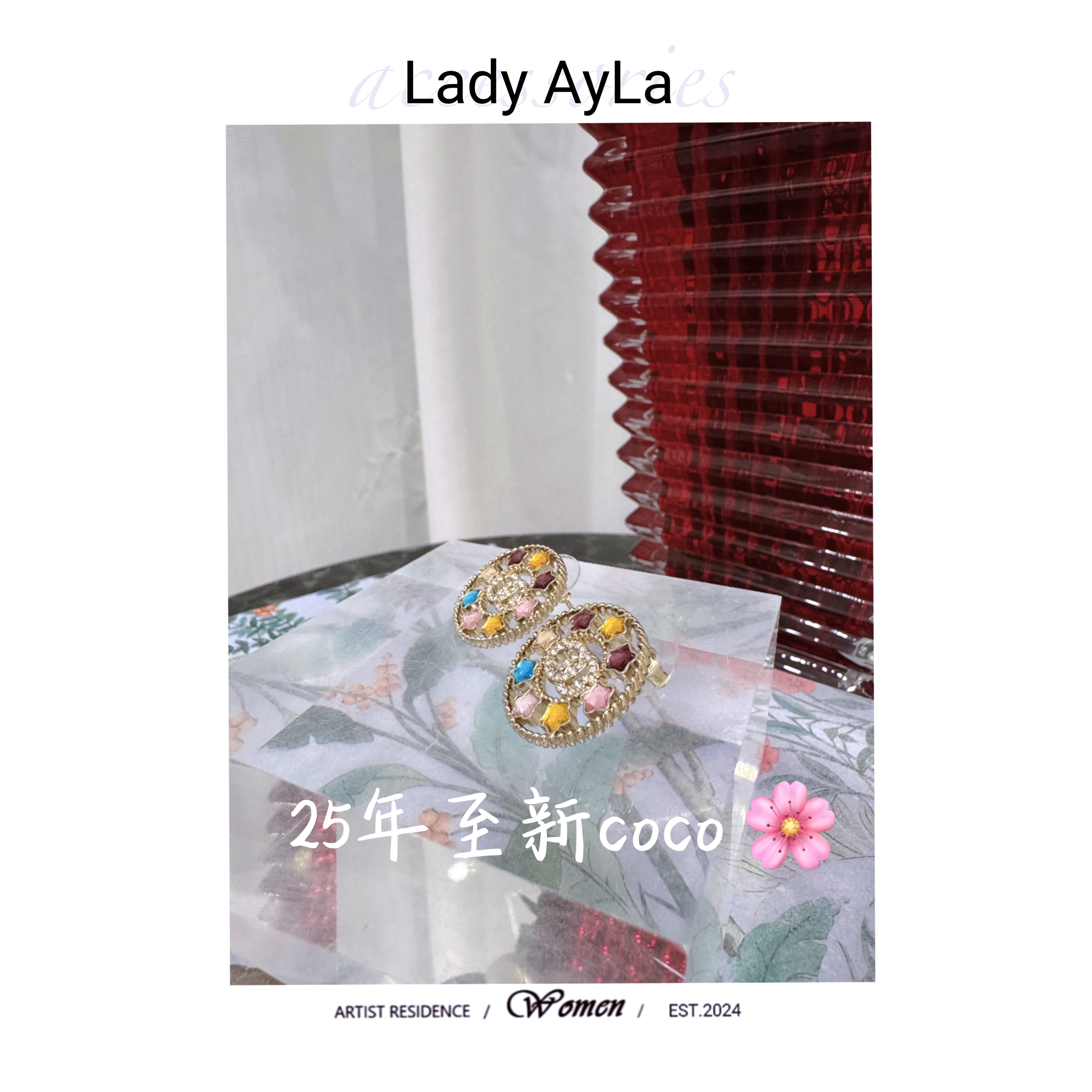 925银合成锆石耳饰 25s C圆五角星轻奢时尚耳钉AL9379