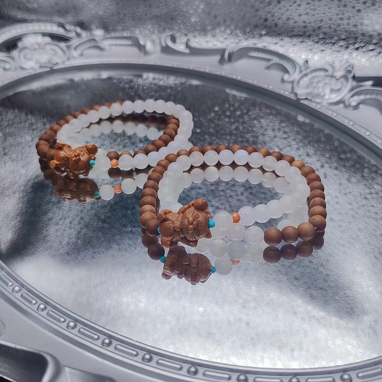 硕夏天然月光石6-7mm设计款双圈手链多样性发其一SX265