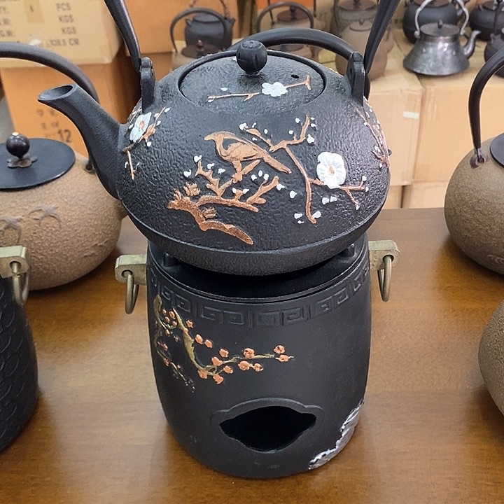 1梅花碳炉铸铁+喜上眉梢1200毫升铁壶一套