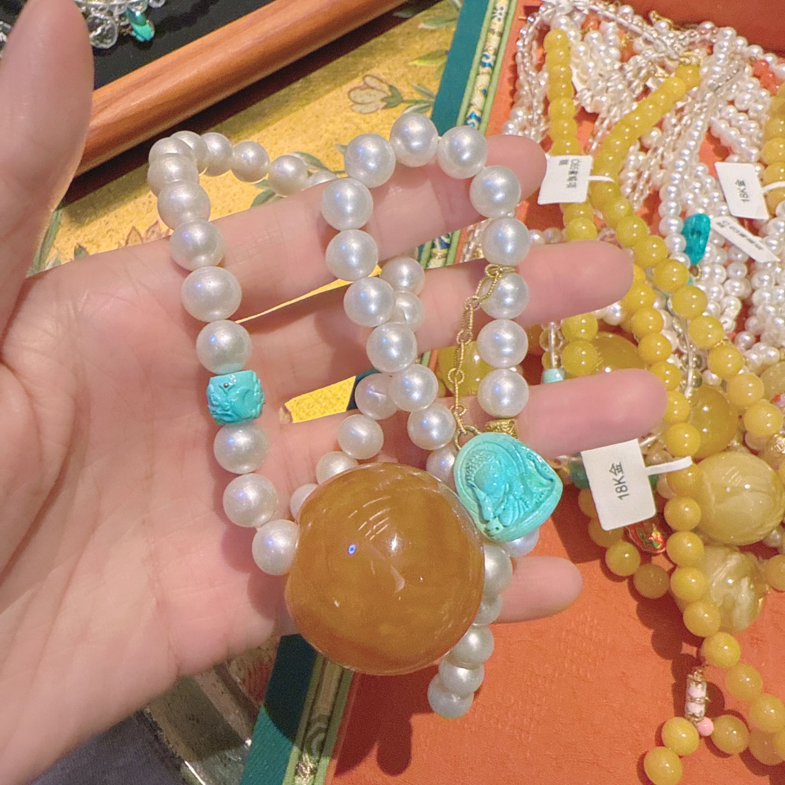 C11未镶嵌珍珠蜜蜡项链25216