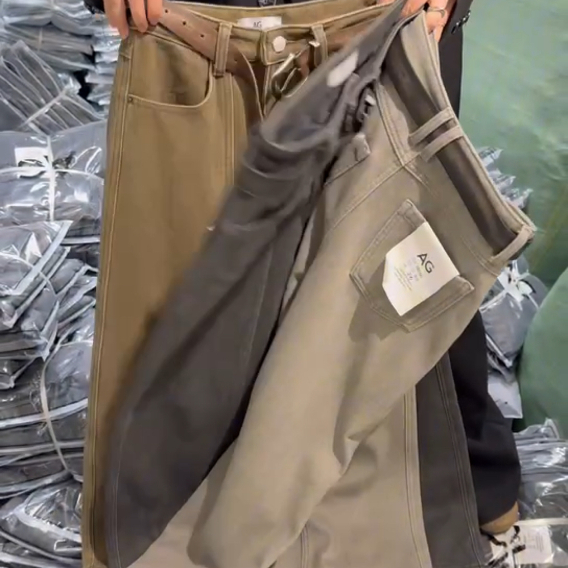 顾奈#AG98060铁灰色牛仔裤