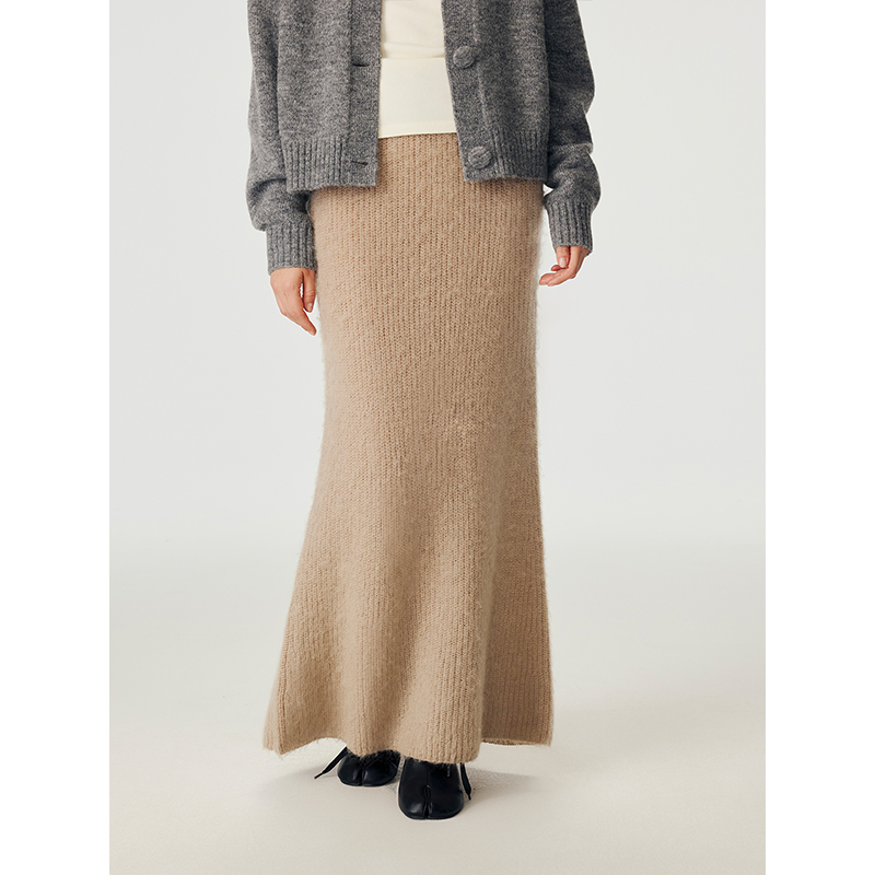 TDDP“远山记忆”马海毛羊毛 云朵感针织半身裙女秋冬a字中长裙子