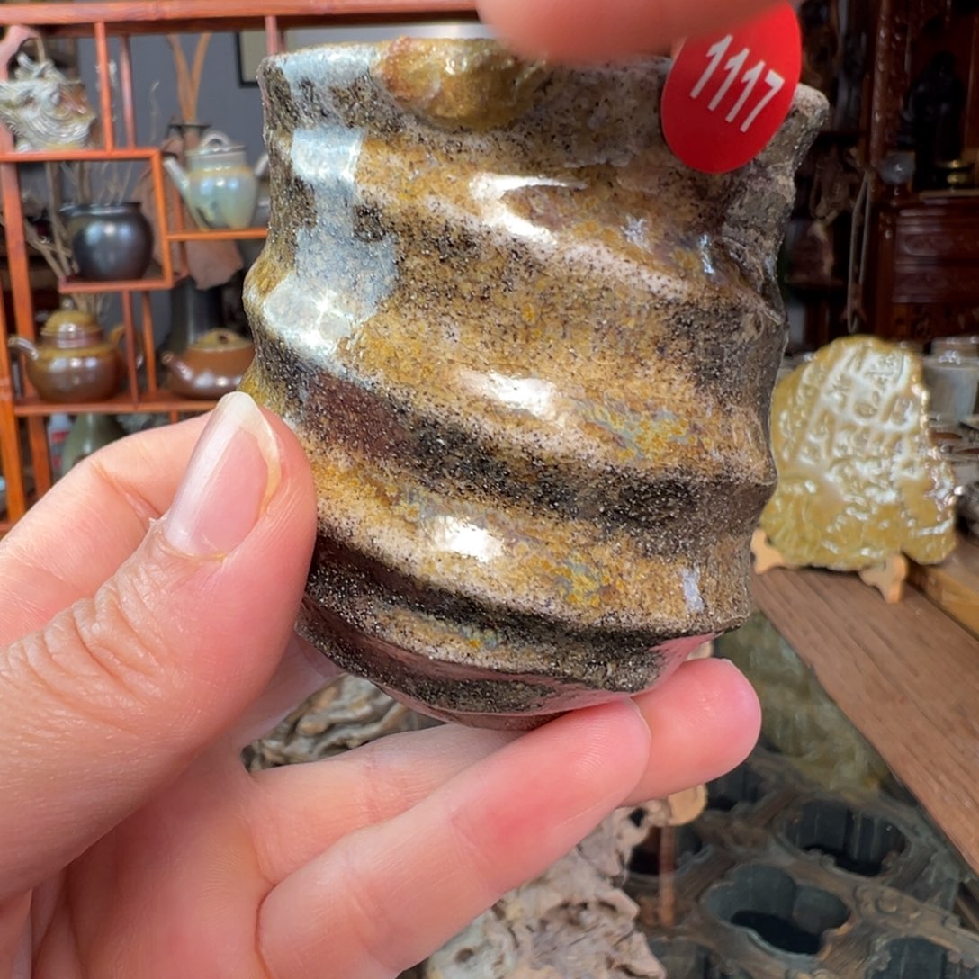 杯1117柴烧手捏主人杯自然落灰釉