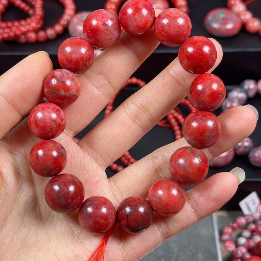 云***生天然辰砂原石手串运费