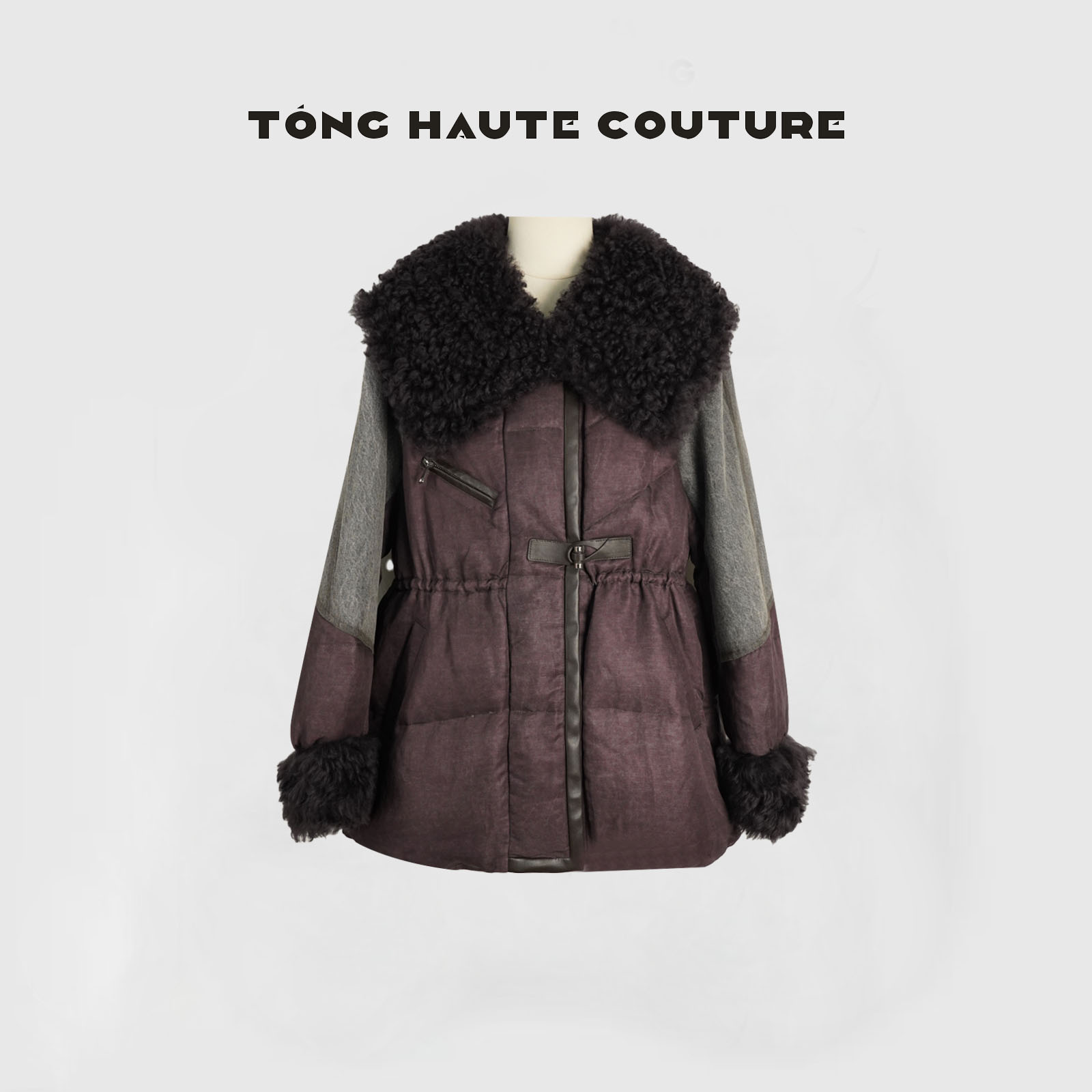 【紫韵】冬季新国标90白鹅绒拼接皮毛一体鹅绒服 YW455