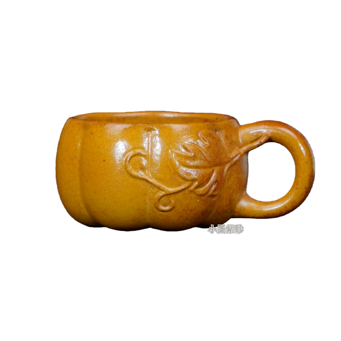 宜兴原矿正品柴烧手把杯手工浮雕主人杯精品送礼高档茶具紫砂杯