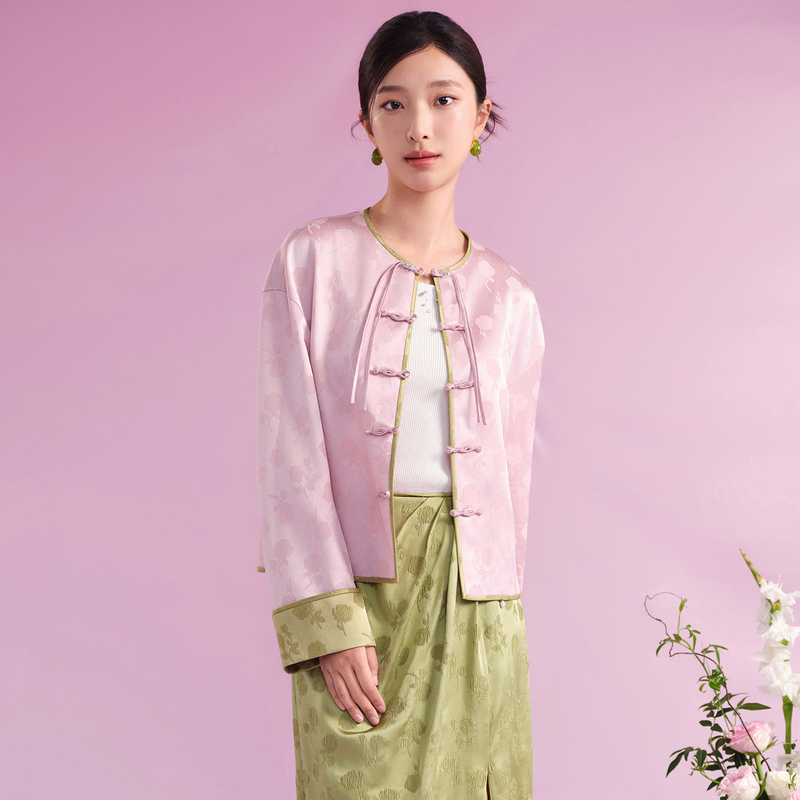 【优雅新中式】中国风提花外套复古含桑蚕丝DOUBLOVE贝爱24早秋新款