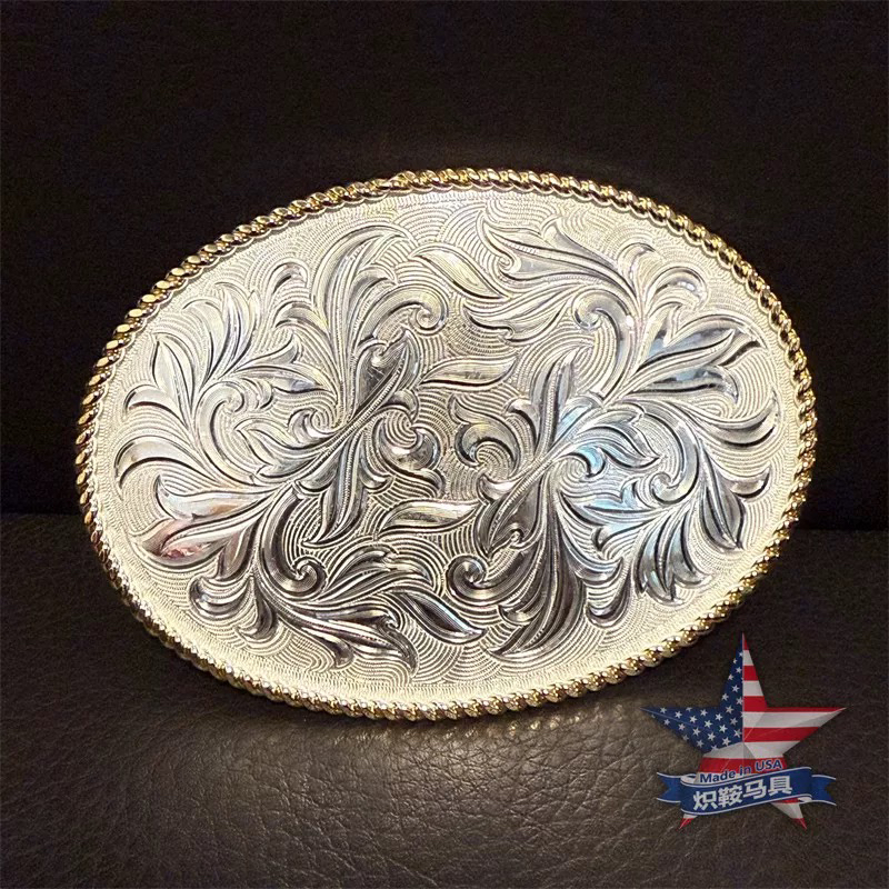 Made in USA 2025新款美国蒙大拿巴扣哈雷西部牛仔男女银皮带扣头
