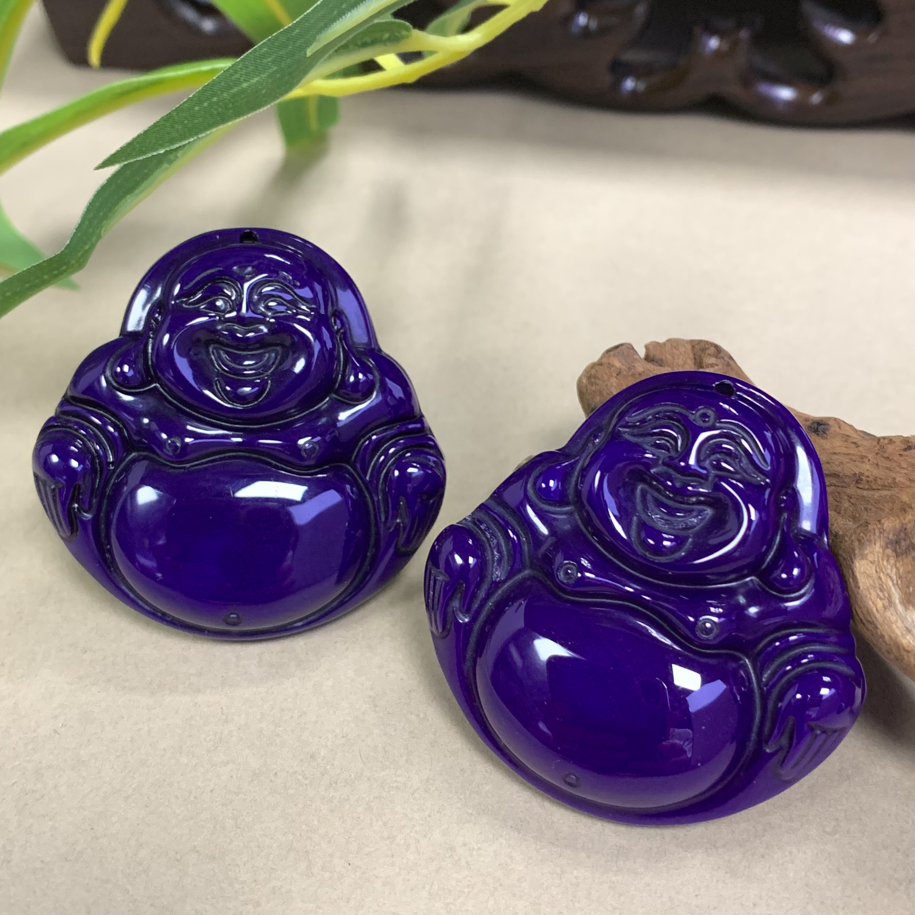 S8072【任会长珠宝】紫藤紫灵芝玛瑙佛公吊坠-配绳-多样性只发一件