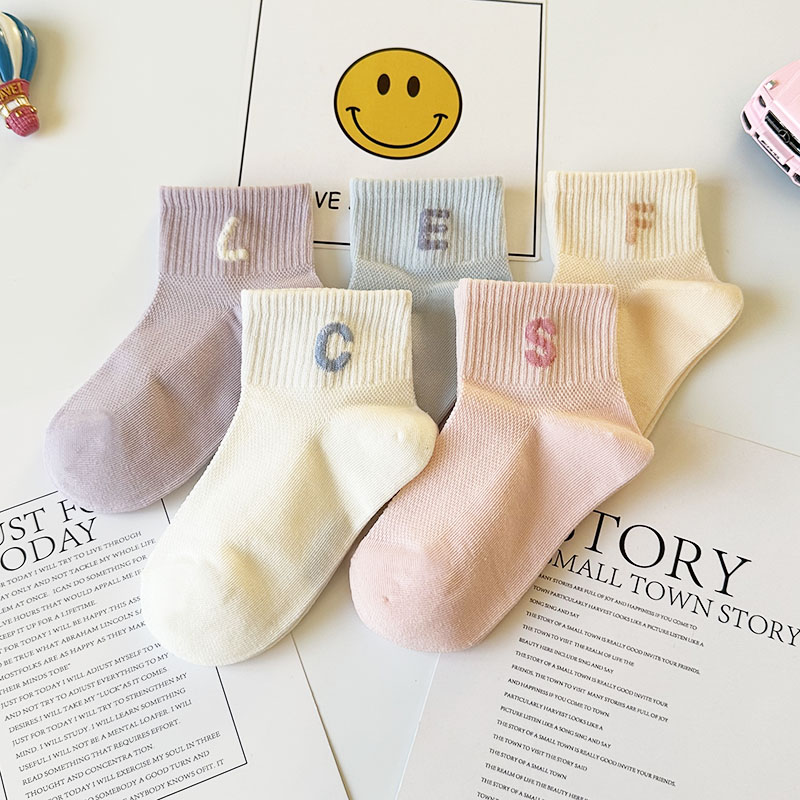 爱嘀嗒儿童袜子春夏季网眼款甜美可爱学生短筒潮袜女童小童宝宝袜