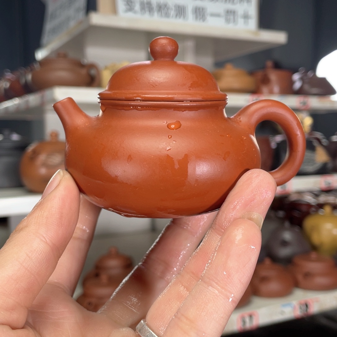 紫砂茶壶朱泥半手工110毫升