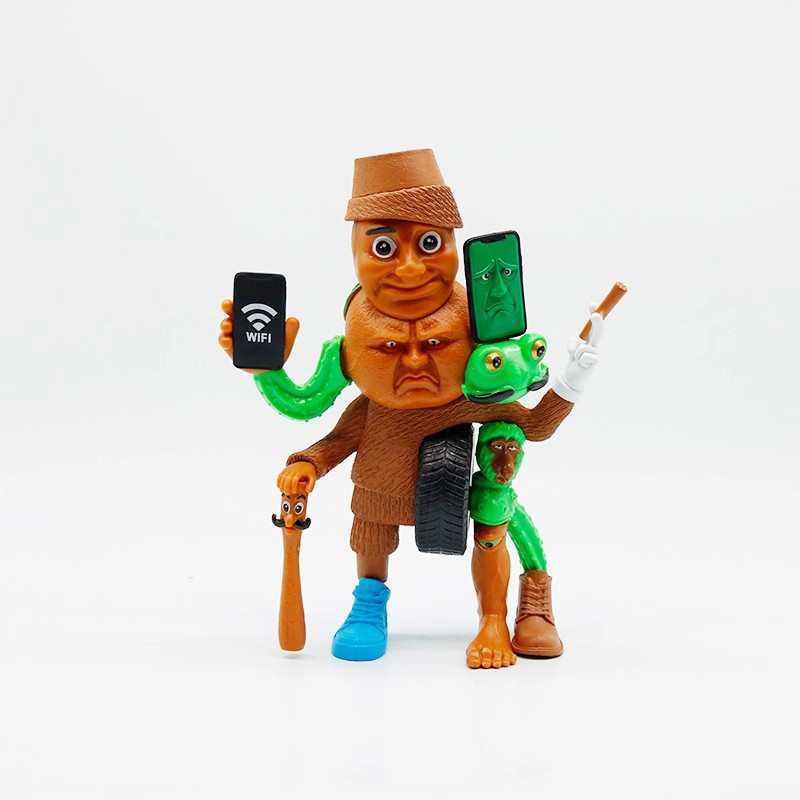 外国山海经手机wifi木棍人融合版手办搞怪缝合怪拆装玩具模型摆件