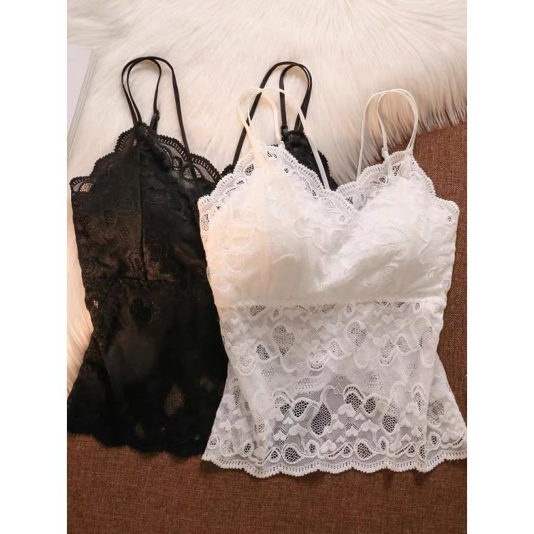 蕾丝带胸垫美背吊带