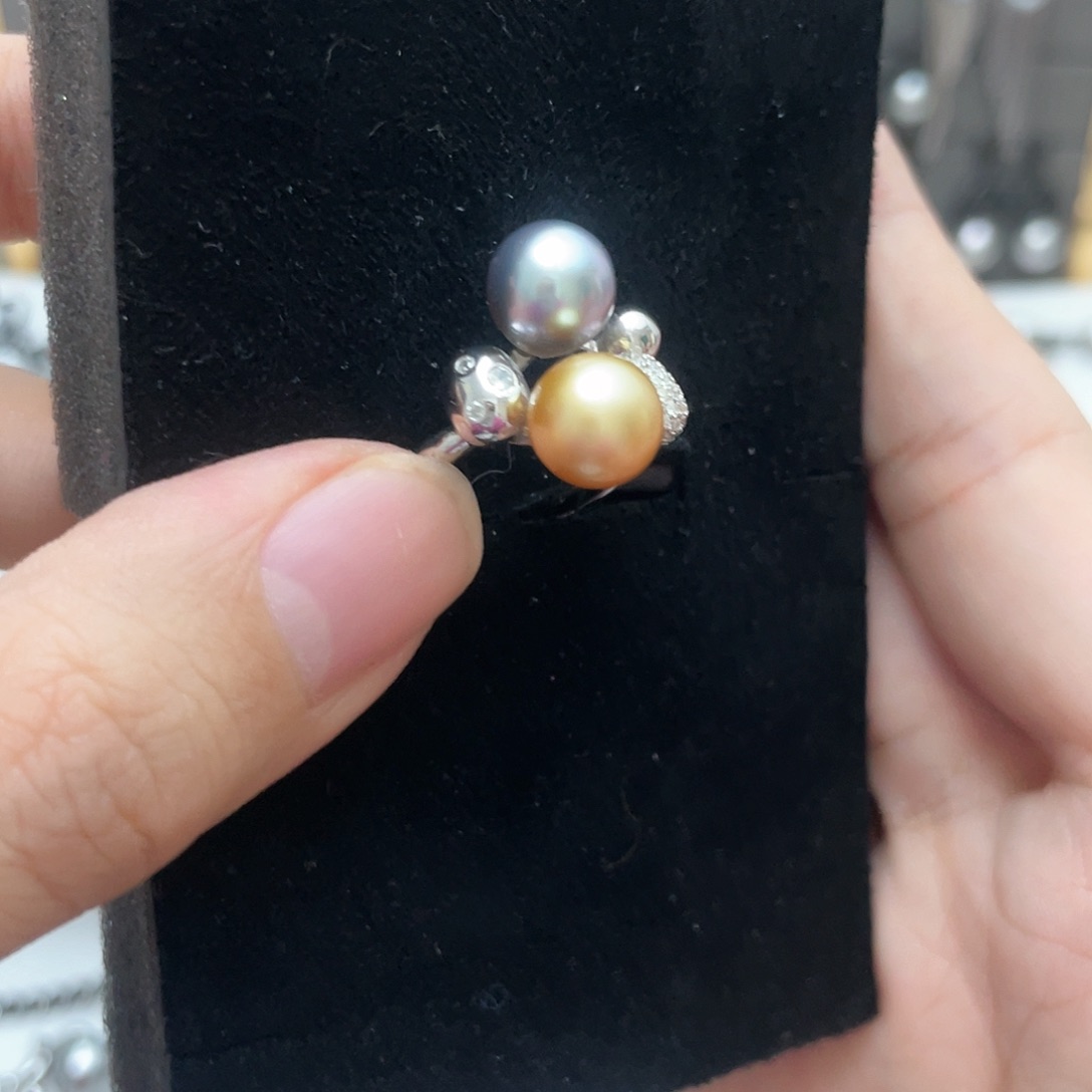 海水珍珠戒指银S925镶嵌