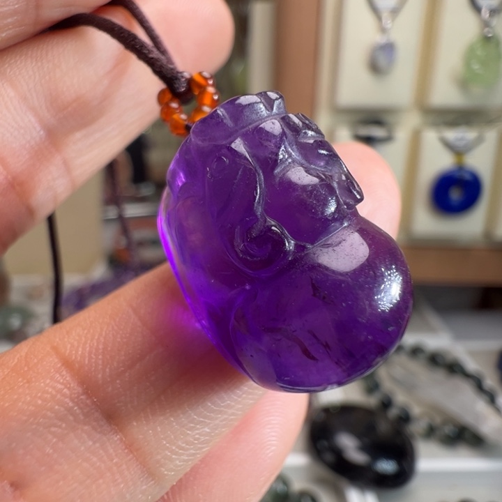 颈饰银S925镶嵌紫晶天然紫水晶貔貅