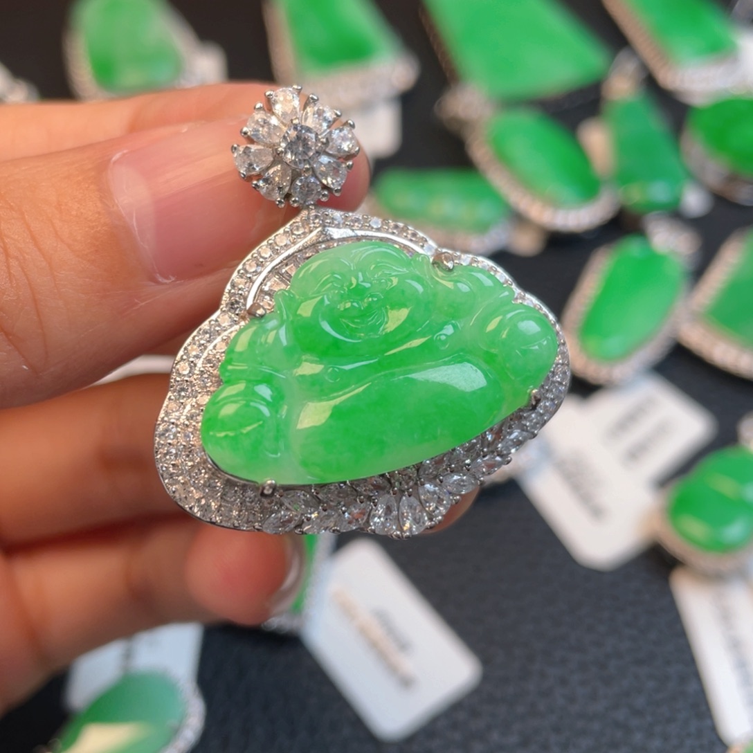 翡翠银S925镶嵌吊坠(不含链)