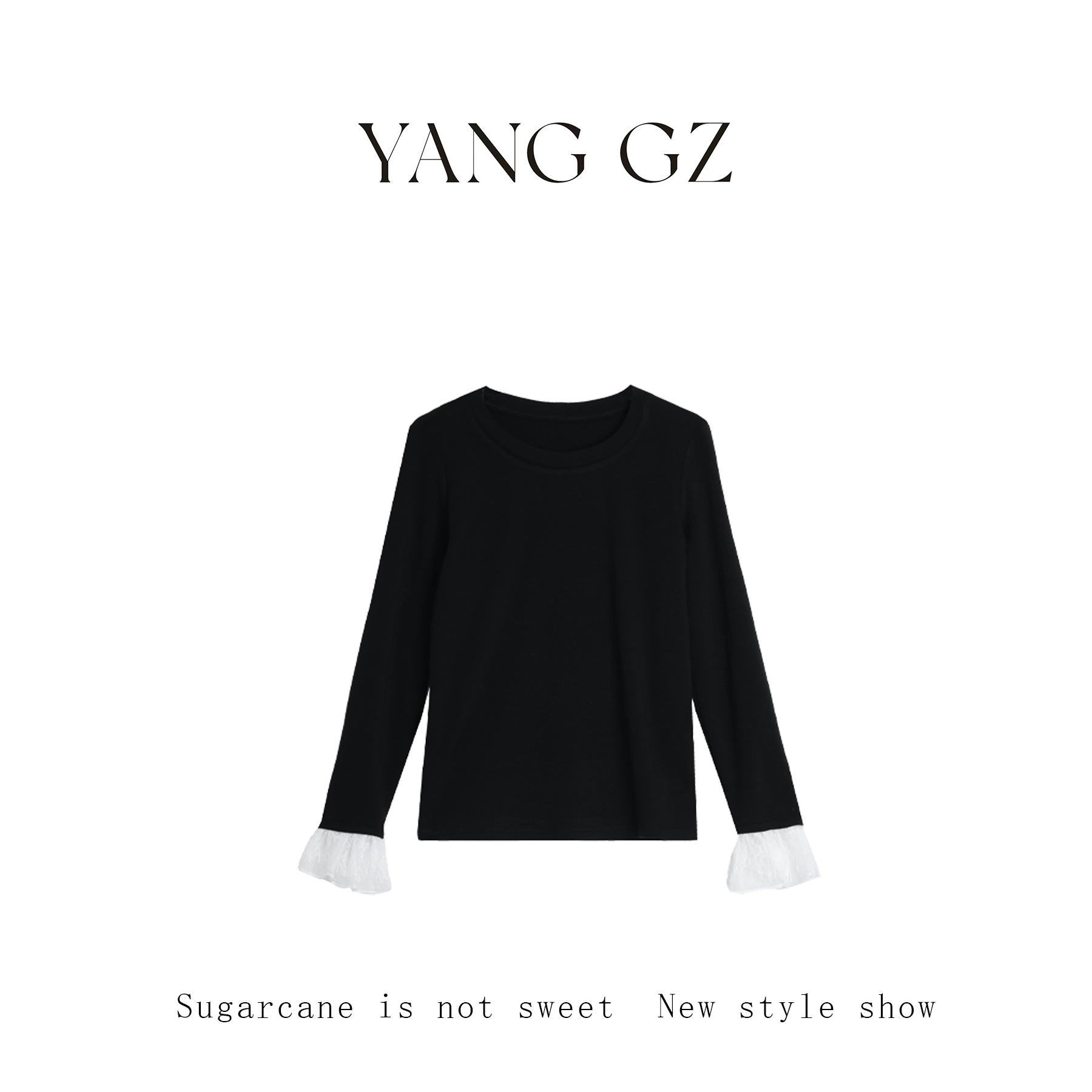 YANG GZ【似水年华】法式蕾丝喇叭袖针织羊毛打底衫女GZ25SA007