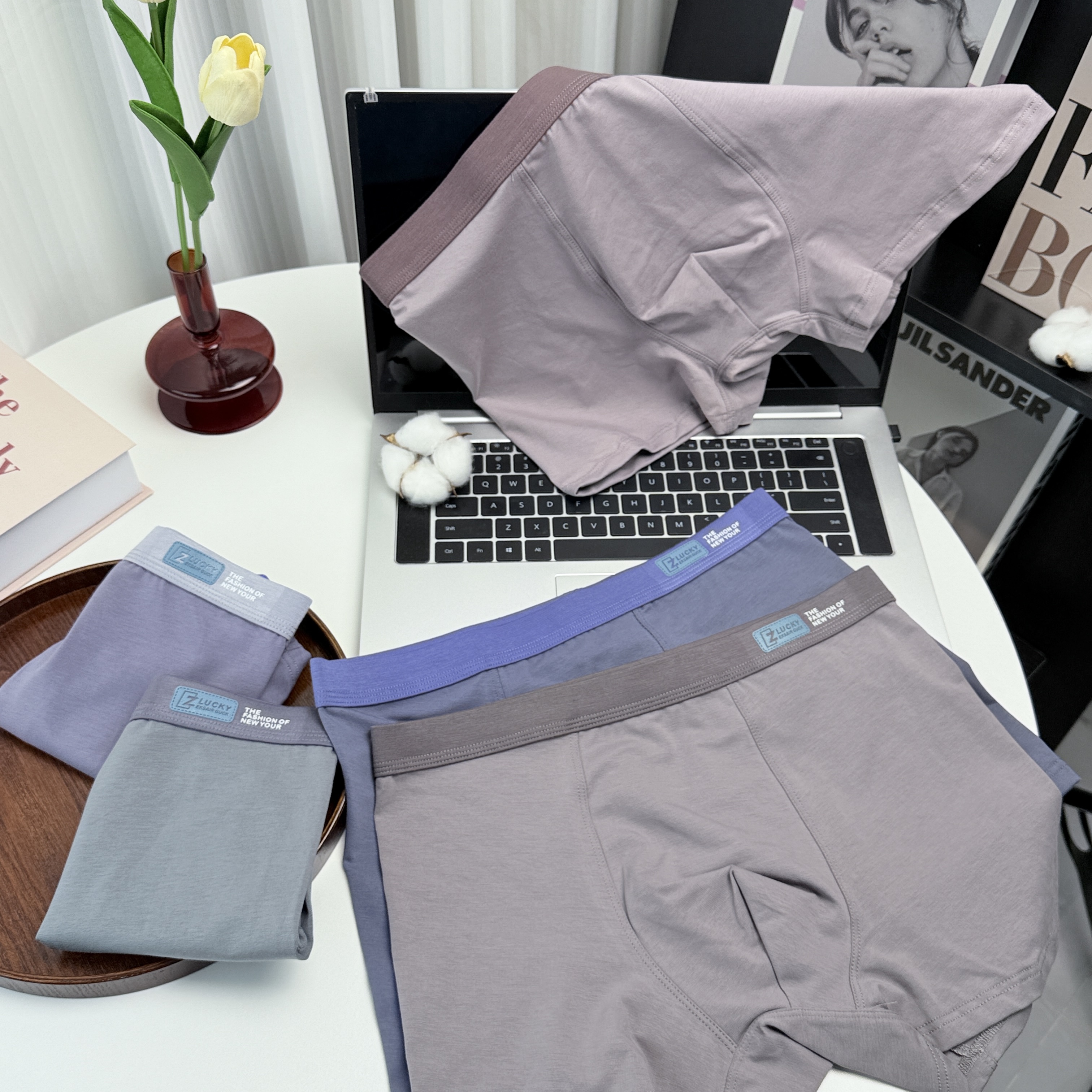 90-210斤 4条装男士内裤天然95%棉舒适透气柔软抗菌男士平角内裤