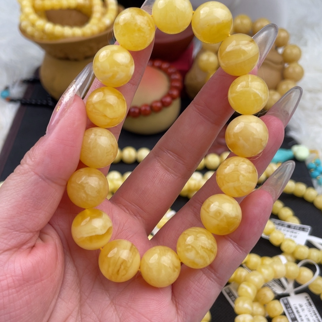 琥珀未镶嵌裸石满蜡妖花虎皮13➕