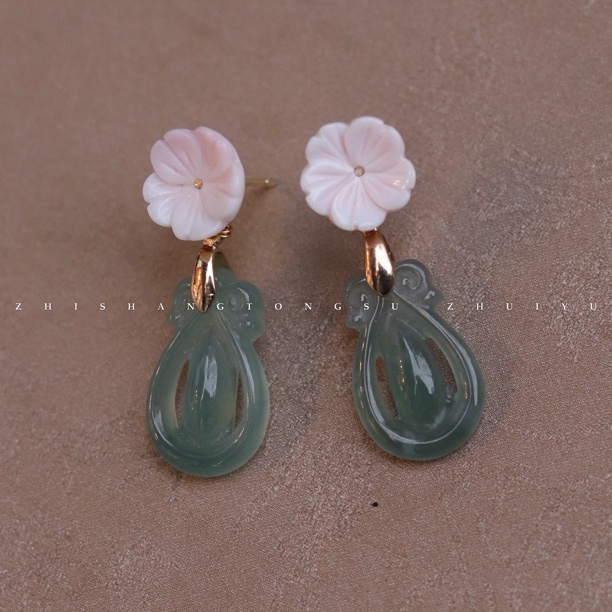 铜合金耳饰 贝壳小花百搭日常休闲简约新中式耳钉一对